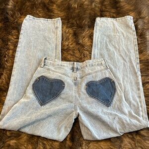 Ashley Mason Light Blue Jeans with Heart Patches